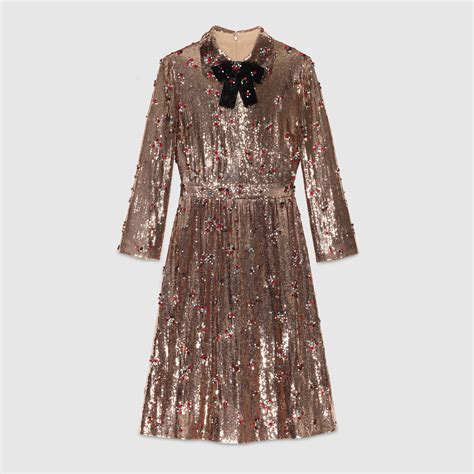 gucci sequin embroidered ruffle dress|gucci long dresses.